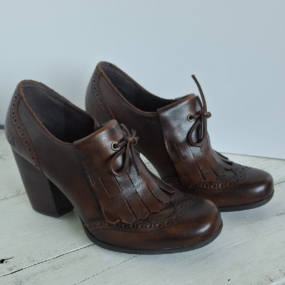 Born Dark Brown Leather Heels
